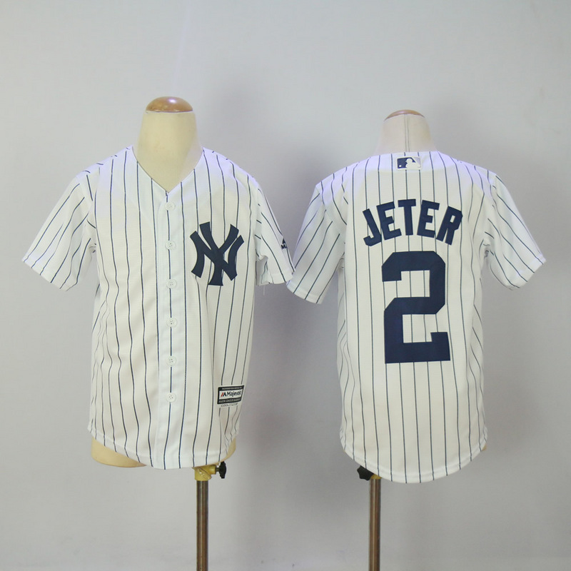 Youth 2017 MLB New York Yankees #2 Jeter White Jerseys->->Youth Jersey
